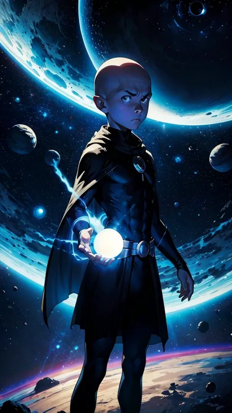 Dark uatu the watchers from marvel comics , in the middle of wide outter space
