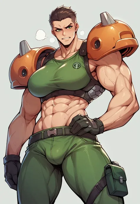 sexy doom woman muscle bulge pants