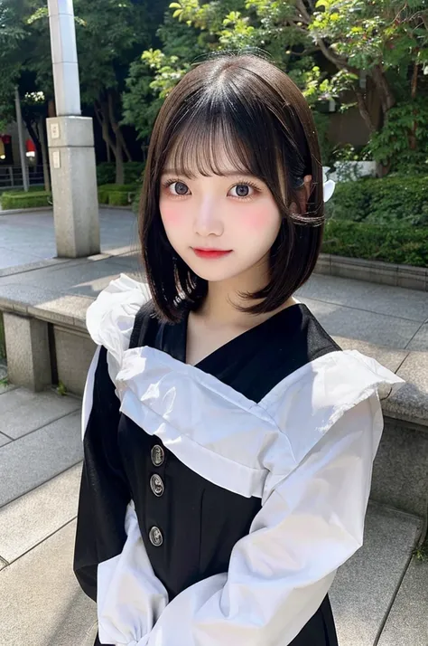 high resolution、８K、Bobcut、girl、Medium length、可愛いgirl、Japanese Idols、Age 25、Black Hair、beauty、Young Japanese Woman、Detailed、Highest quality、Black clothes、Boyish clothes、Wearing a white face mask、University生、Beautiful eyes、Red cheeks with blush、Double、School...