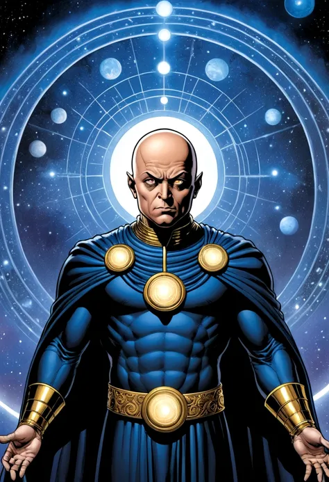 uatu the watcher from marvel comics coming from the darknes in between of multiverse
