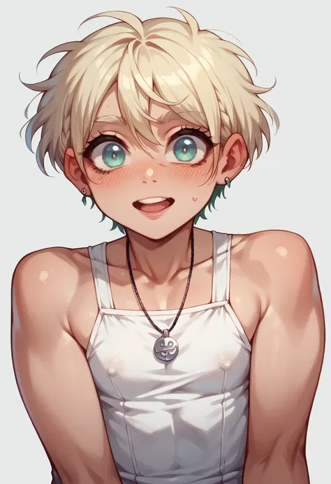 a short haired femboy with small budding/growing tits