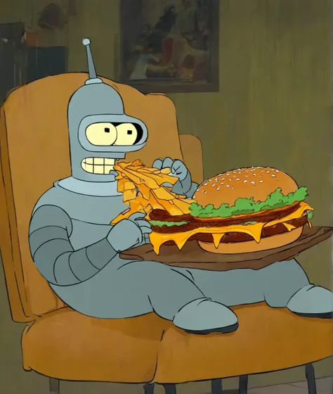 bigger fat bender eating nacho cheesy burger on mcdonald, moscow