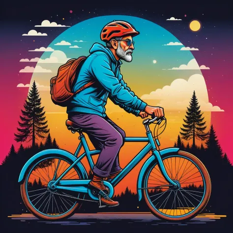 vector graphics aesthetic, surreal image in the style of h..gram. wells, when i see a grown man on a bicycle, i am calm for huma...