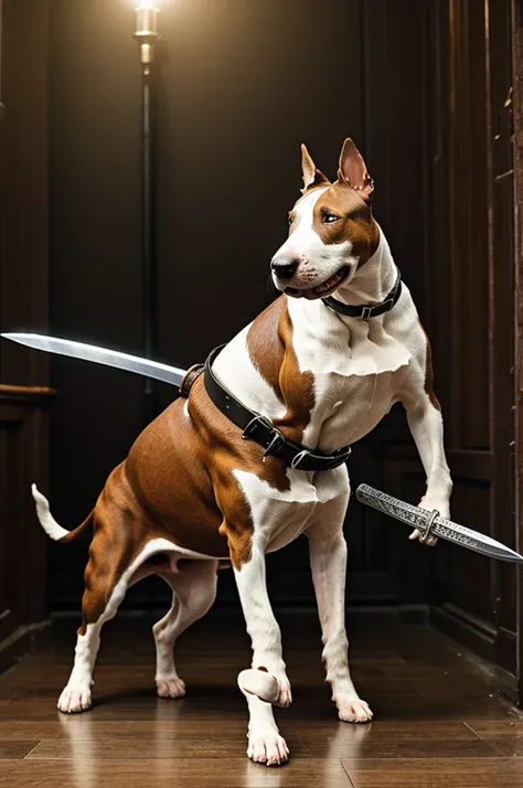 Bullterrier with sword