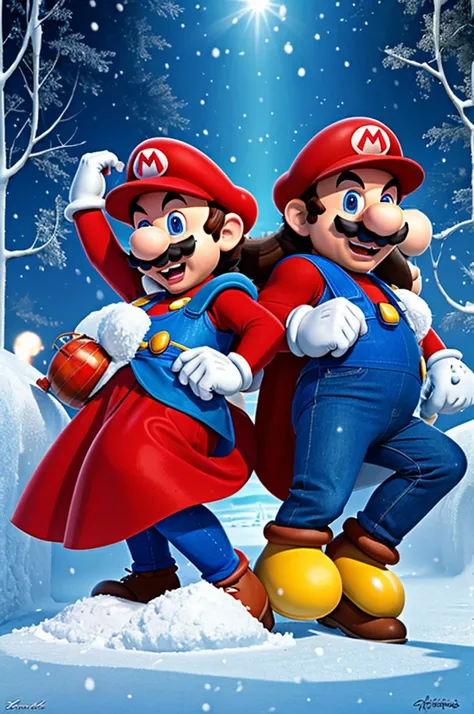 Mario bros in love with snow white