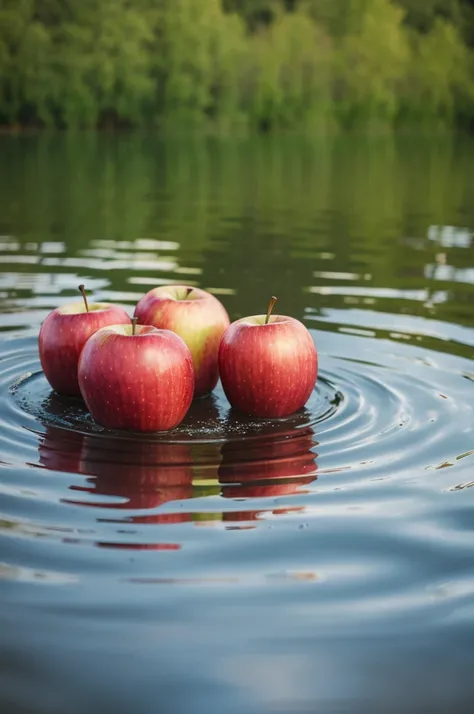 Apples reflecting in the lake