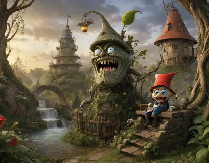 Cartoons over the garden wall in a Iron Maiden and Luis Royo Style 3d hdr 16k 