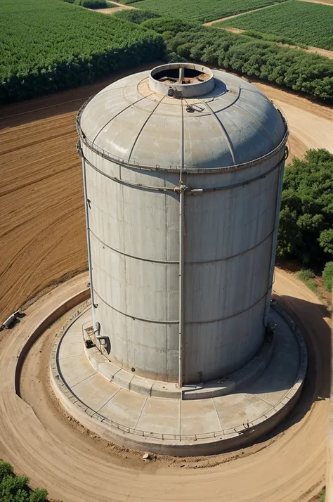 A cement tank that stores rainwater for crop irrigation