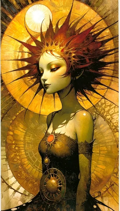 tarot card, the sun inspired art by dave Mckean
