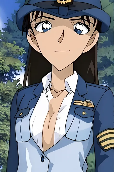 ((masterpiece)),((Highest quality)),Super detailed,figure,Miniskirt Police,uniform,警察 ミニスカートのuniform,One girl,tie,Policewoman,alone,Long Hair,Black Hair,Police have,smile,blue eyes,null,View your viewers,Day,cloud,wood,shirt,Outdoor,Brown Hair,white shirt,...