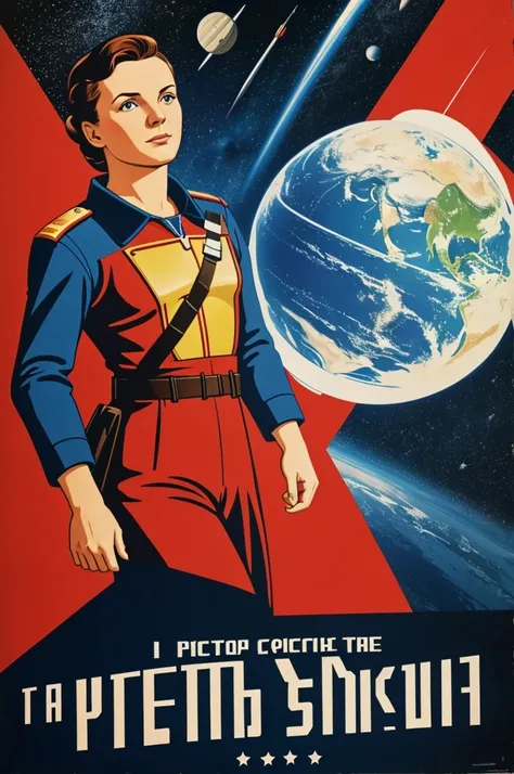 I needed you to create a propaganda poster for me about the space race between the Soviet Union and the United States 