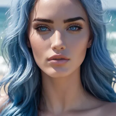 high quality 8k,nude, large breast, megan fox, 21 years old, blue eyes, detailed blue hair, very detailed 
shadows, skin texture, detailed skin texture, detailed face features, sensual face, brazillian 
butt ( feature ), face looking at the viewer, realist...