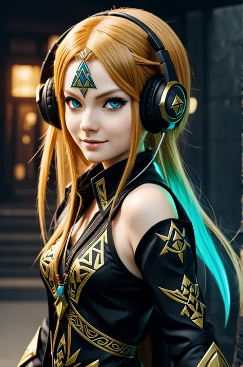 Midna Zelda character with anime style headphones 