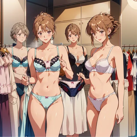 masterpiece, top quality, ultra detailed, ((((aika_sumeragi, folded ponytail, best anatomy, in underwear, (panties, elaborately ...