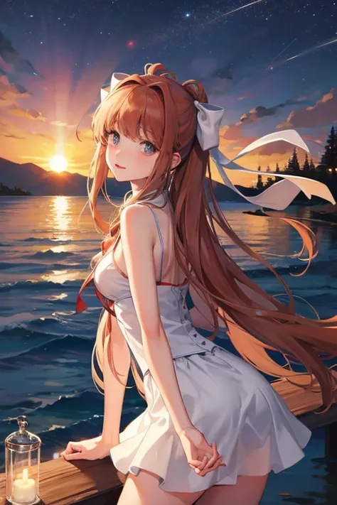 Monika in the lake At night 