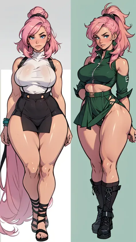 tall woman , high-waist e seios gota, Kale, mulher pelada Kalea, high skinny thighs, Legs long, high-waist, Kale sem roupa enorme enorme ((work of art)),(((best qualityer))),((character design sheet)) ,((Vulgar)) , voluptuous girl, ssmile,((between the bre...