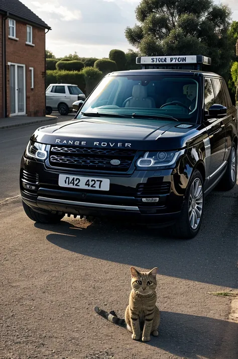 A range rover cat with the number plate Marissa Costa