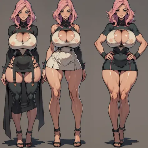 tall woman , high-waist e seios gota, Kale, mulher pelada Kalea, high skinny thighs, Legs long, high-waist, Kale sem roupa enorme enorme ((work of art)),(((best qualityer))),((character design sheet)) ,((Vulgar)) , voluptuous girl, ssmile,((between the bre...