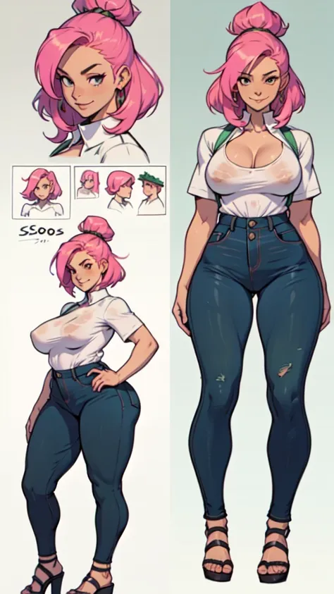 tall woman , high-waist e seios gota, Kale, mulher pelada Kalea, high skinny thighs, Legs long, high-waist, Kale sem roupa enorme enorme ((work of art)),(((best qualityer))),((character design sheet)) ,((Vulgar)) , voluptuous girl, ssmile,((between the bre...