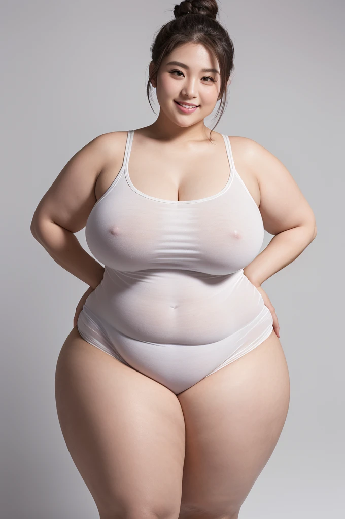 (8k, ultra-high resolution, highest quality, masterpiece:1.2), ultra-realistic, (realistic, photorealistic:1.37), (realistic skin:1.2), ultra-detailed, Canon EOS RP, 8k, nsfw,Korean mature woman, smiling,（obese）, (((super curvy,))) ((super voluptuous,)) ad...