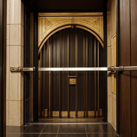 Bar portal, caro, classic and elegant. A doorway in the rain with a letter tied to one of the bars. It rains a lot. Envelope tied to one of the bars of the portal. it&#39;s night. dark night.
