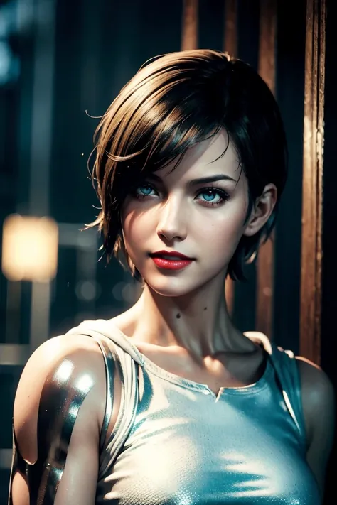 Resident Evil 6,Shelley,Short Hair,White hoodie,Photorealistic,Ultra HD,high quality,masterpiece,Digital SLR,Detailed details,Intricate details,Anatomical basis,Depicted in detail,A detailed face,Realistic skin texture,Vivid details,Perfect Anatomy,Perfect...