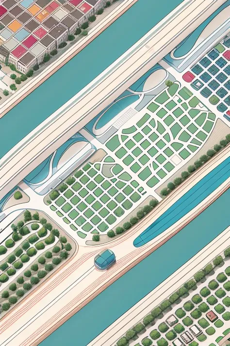 draw a map of a smart city without small details
