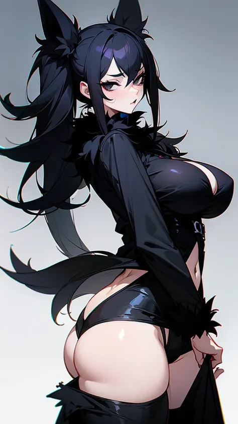 gothic girl,black clothes and Phonk style , black eyes,black fur,big breasts,sexy hip,big ass, mueslos 