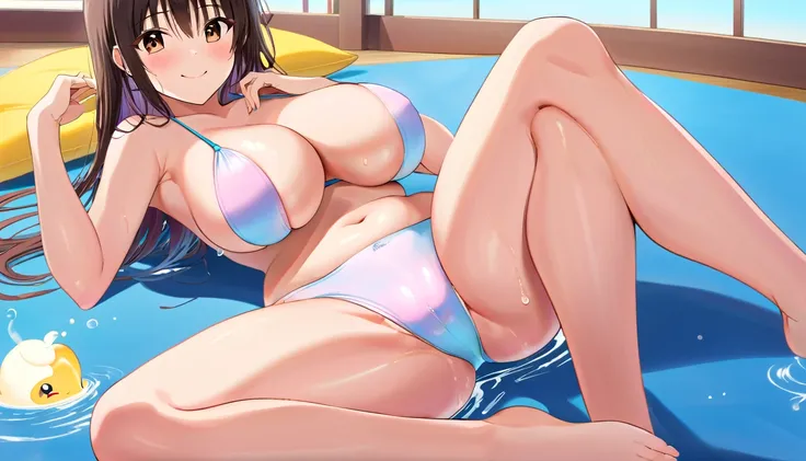 (masterpiece, highest quality:1.2)、Two women lie on top of the viewer、Embarrassed、Excessive armpit sweating、 Completely naked、smile、Embarrassed、Big Breasts、Pussy、pee、Breast milk、Being chubby、Pichi Pichi School Swimsuit、horny masturbation、Steam from the bod...