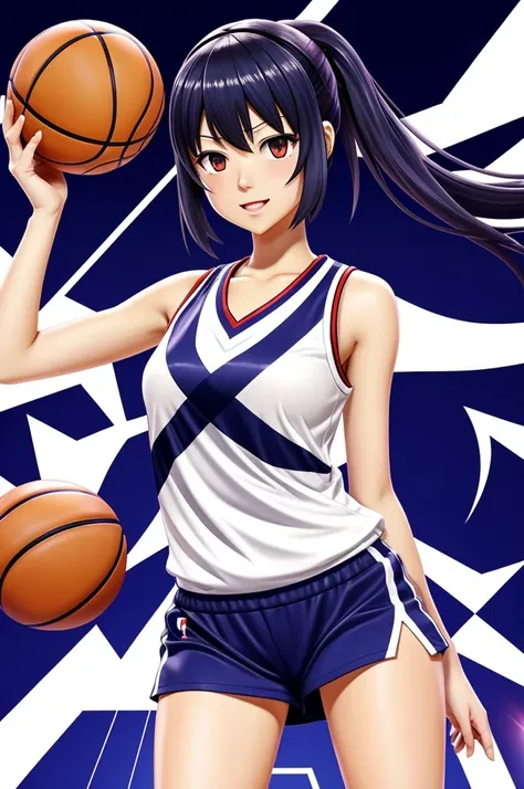 I want you to generate an image where inugami korone the vtuber is holding a basketball in her hands and is about to anzestar the basketball