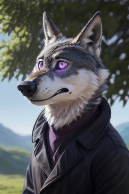 cute cartoon of a (gary (zootopia)) wearing a , solo, wolf, white fur, tribal clothes, hypnotized with completely spyral glowing purple eyes with no irises or pupils, (intricate, high detail, film photography, soft focus, RAW candid cinema, photorealism, r...