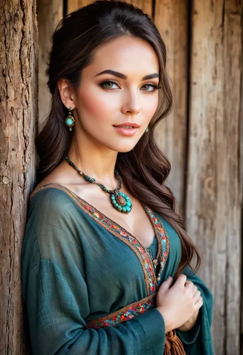 Beautiful woman, beautiful style ,Rustic style, accessories 