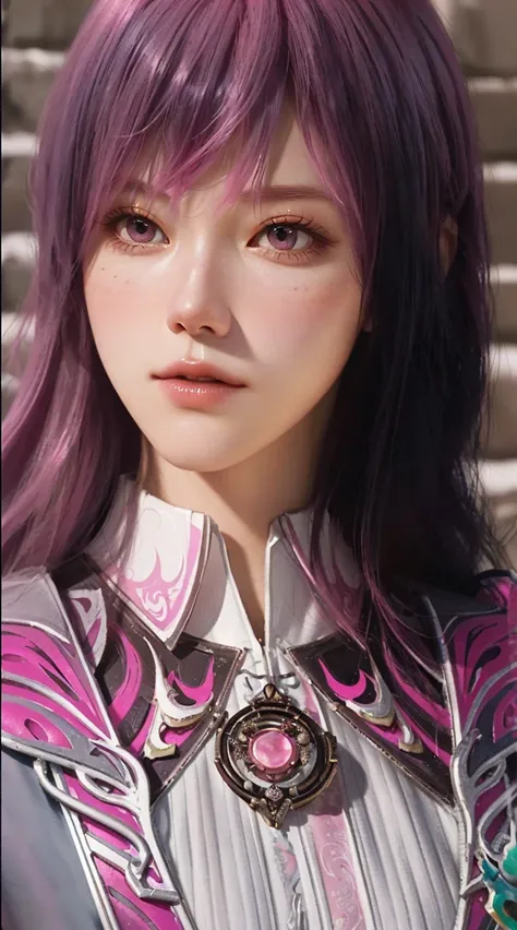 a close up of a woman with pink hair and a pink mask, beautiful character painting, guweiz, artwork in the style of guweiz, pink haired deity, by Yang J, epic exquisite character art, stunning character art, by Fan Qi, by Wuzhun Shifan, guweiz on pixiv art...