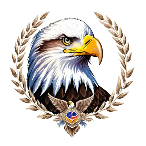 Bald Eagle emblem, majestic and graceful, rich composition, pastel colors, no background, top quality image.