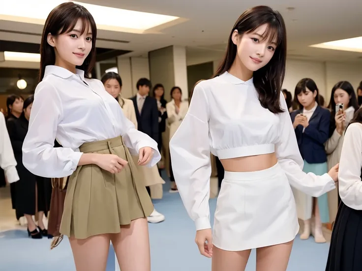 An extremely beautiful Japanese high school girl race queen who highlights her beautiful legs、Overdo　Photographed walking down the runway at a fashion show announcing new underwear、She is an eternal idol who combines a clean look with modern charm.。 She cr...