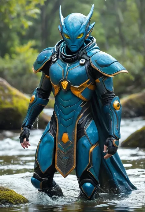 Rovender Kitt is a native of Orbona, an alien world, and he belongs to a species known as the "Hauld." He is distinctly alien in appearance, characterized by his tall and lean frame, which is covered in smooth, greenish-blue skin. His body is agile and bui...