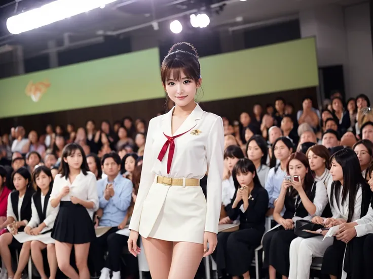 An extremely beautiful Japanese high school girl race queen who highlights her beautiful legs、Overdo　Photographed walking down the runway at a fashion show announcing new underwear、She is an eternal idol who combines a clean look with modern charm.。 She cr...