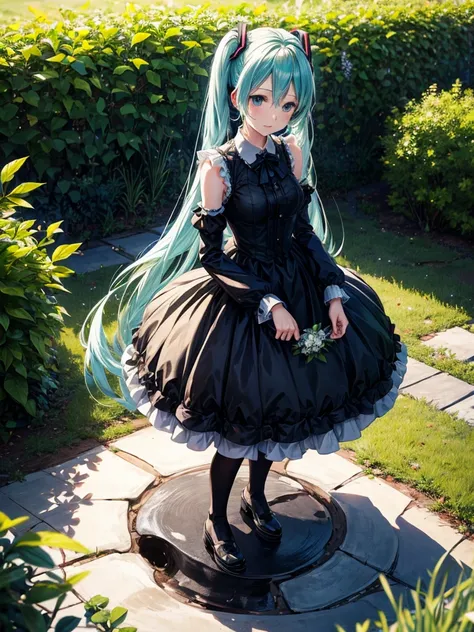 Hatsune Miku, black weeding dress