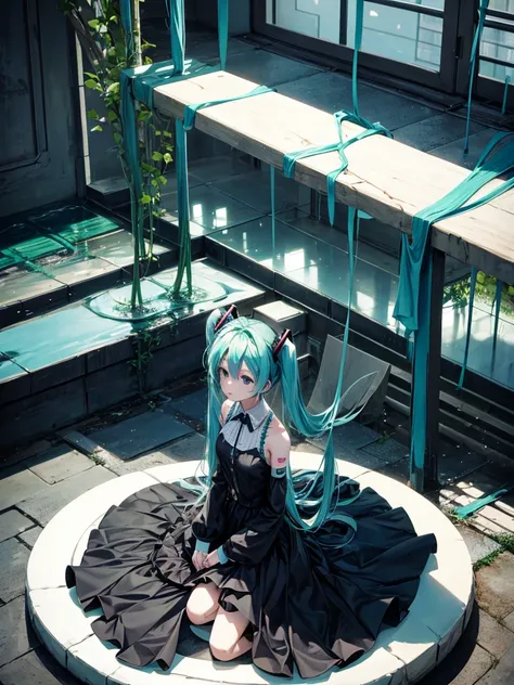 Hatsune Miku, black weeding dress