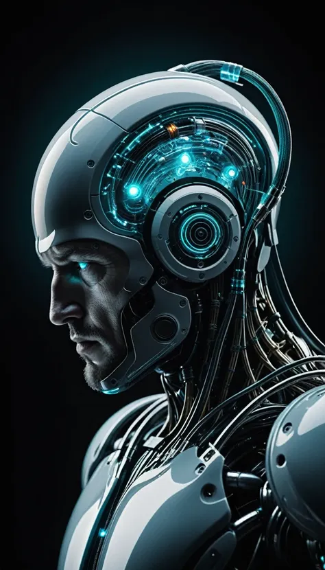 translucent movie stills (dolphin as a cybernetic robot:1.5), (glowing veins:1.3) (the cable enters the body, circuit:1.3), very...