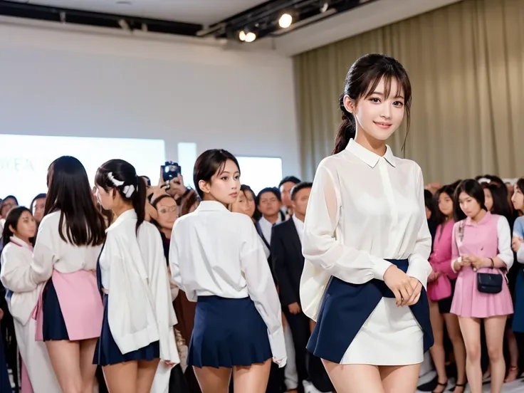 An extremely beautiful Japanese high school girl race queen who highlights her beautiful legs、Overdo　She was photographed walking down the runway at a fashion show wearing the new underwear from、She is an eternal idol who combines a clean look with modern ...