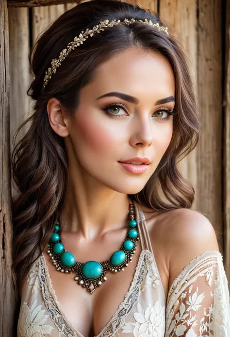 Beautiful woman, beautiful style ,Rustic style, accessories 