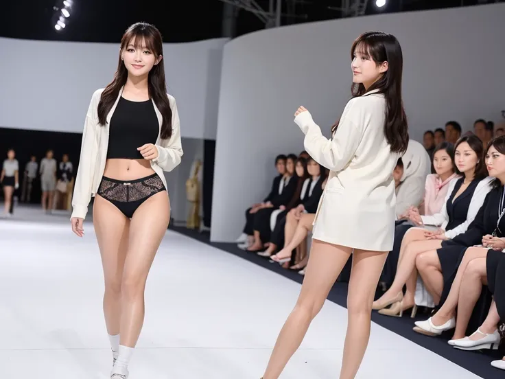 An extremely beautiful Japanese high school girl race queen who highlights her beautiful legs、Overdo　She was photographed walking down the runway at a fashion show wearing the new underwear from、She is an eternal idol who combines a clean look with modern ...