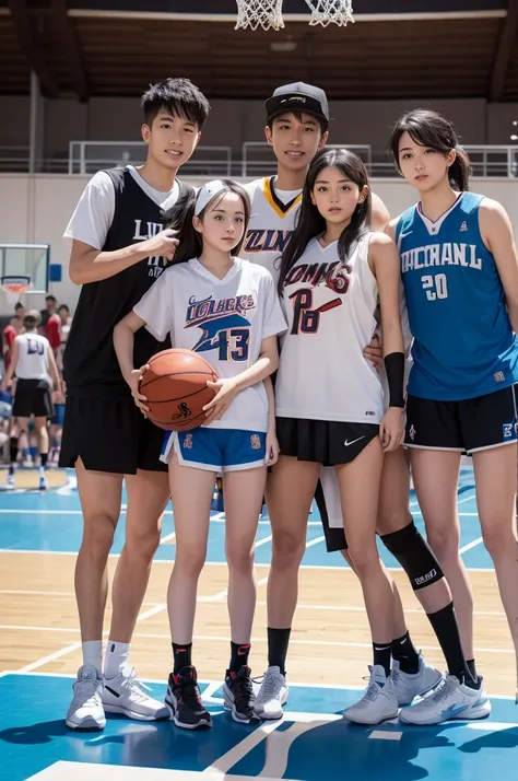 Lune squad together on a basketball court
