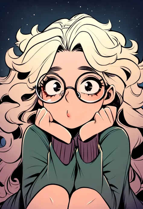 My hero academia, girl with wavy hair and round glasses. 