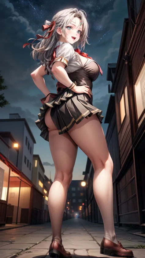 Alisa Kujou, 

(night:1.7), 1 girl standing at attention, 22 years,young female,beautiful Finger, beautiful long legs ,beautiful body ,beautiful Nose ,beautiful character design, Perfect eyes, perfect face,

There is an anime girl., 1 girl, thighs, Alone, ...