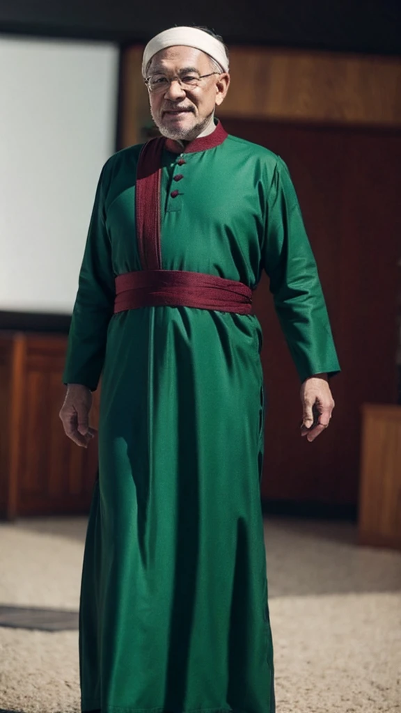 Old man wear green serban and jubah