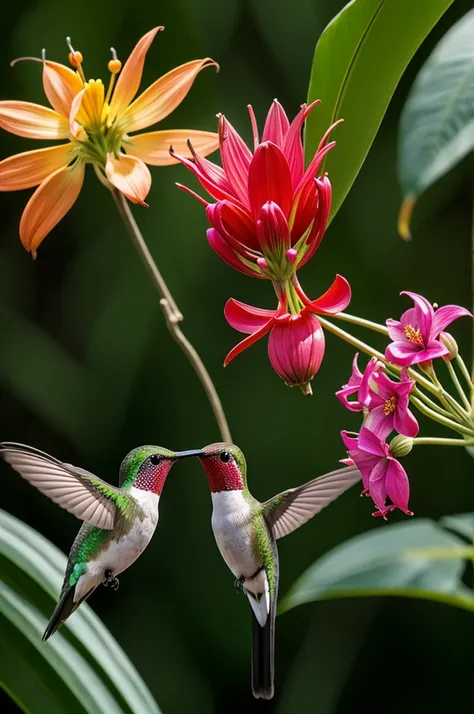 Hummingbird on a Heliconias flower