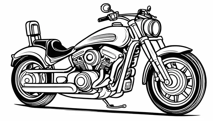 A cute motorcycles, cartoon, ,Coloring Book, ColoringBookAF,