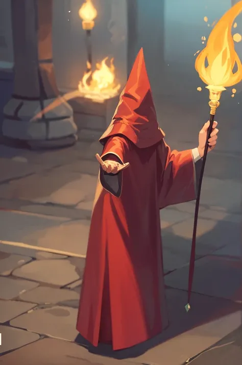 1 hpm, fire mage, wizard&#39;s hood, holding a wizard&#39;s staff, bonitas